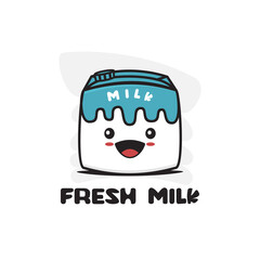 Cute milk box mascot character