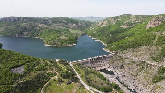 Aerial view of Studen Kladenets Reservoir, Kardzhali Region, Bulgaria