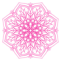 Flower vector mandala in doodle style. Zentangle. Paper cut template. Abstract lace floral element for cards, posters, invitations, flyers, yoga, meditation. Isolated on white background.