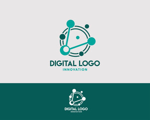 digital logo innovation science technology molecule symbol icon