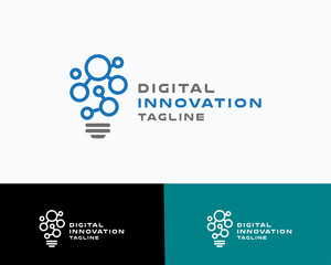 digital innovation creative logo lamp education template