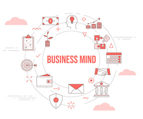 Obraz premium business mind concept with icon set template banner and circle round shape