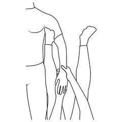 Massage. Yumeiho therapy line. Instructions for performing massage techniques, mobilization of hand joints. Simple vector illustration for physical therapy guidelines, websites and prints.