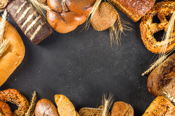 Assortment of baked bread and pastry