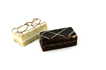 cakes with white and chocolate icing