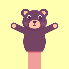 Cute bear hand puppet cartoon