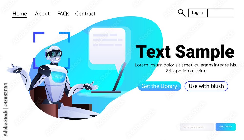 Poster robot chatbot assistant with speech bubble detection and identification facial recognition system ar