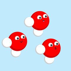 Set of H2O water molecule expression. Adorable illustration, idea for for expression, icon, button, cartoon or comic character, element of kids book, water chemistry and science for children, fun char