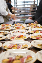 Elaboration of design dishes. Scenes of real teamwork by great Spanish professionals of gourmet haute cuisine for social events