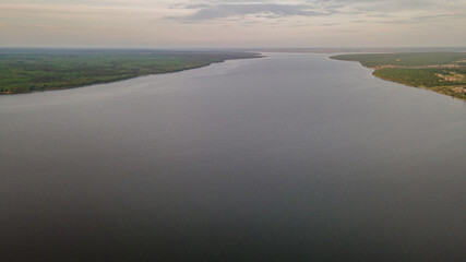 aerial survey of the reservoir in the Penza region