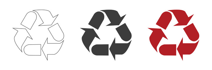Mobius icons set. Plastic recycling symbols. Triangle signs with isolated arrows. Vector illustration