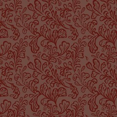 seamless pattern with floral pattern on red background
