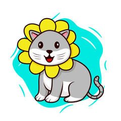 Cute cat wearing flower costume cartoon vector