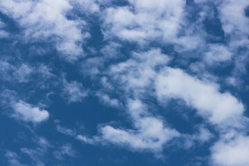 Beautiful view of white fluffy clouds on a blue sky - perfect for wallpaper