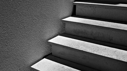 Shadows and lights on a concrete staircase (Marche, Italy, Europe) - 436823921
