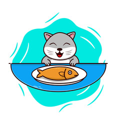 Cute cat feel happy for the food