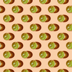 Pattern of marble toys on orange background