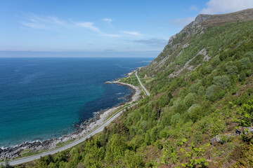 Fototapeta na wymiar View of the Flø coastline, Ulstein, Norway