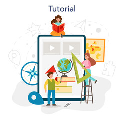 Geography class online service or platform. Studying the lands, features