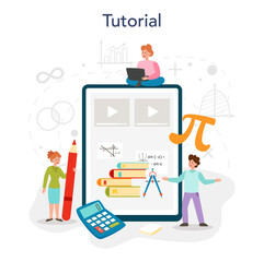 Math school subject online service or platform. Learning mathematics,