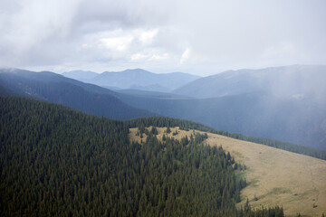 mountain landscape with cloud sky Carpathian Ukraine