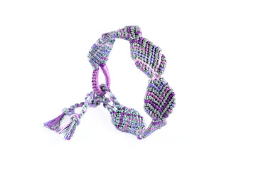 DIY woven friendship bracelet with unusual braiding. Summer accessory