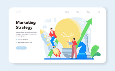 Brand manager web banner or landing page. Business specialist create