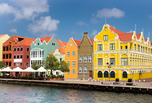 Colorful buildings of Willemstad, Curacao, ABC, Netherlands