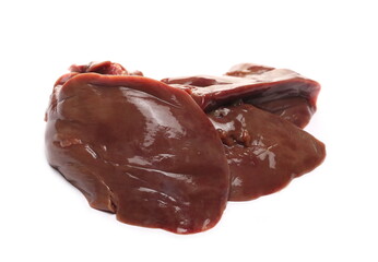 Raw turkey liver isolated on white background
