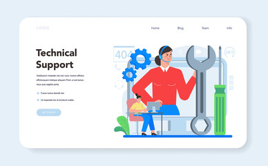 Technical support web banner or landing page. Idea of customer service