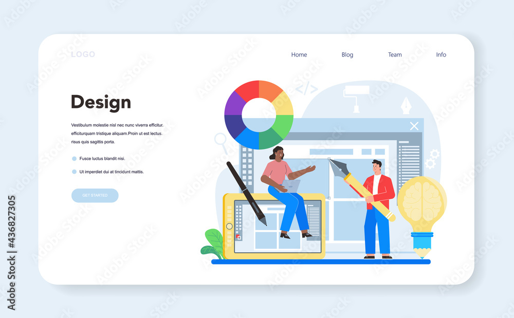 Poster web design web banner or landing page. presenting content on web pages