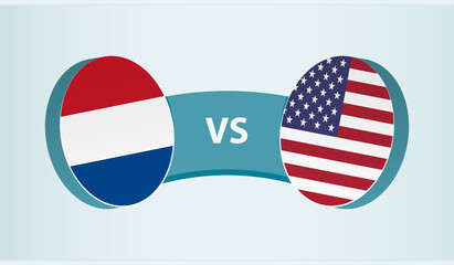 Netherlands versus USA, team sports competition concept.