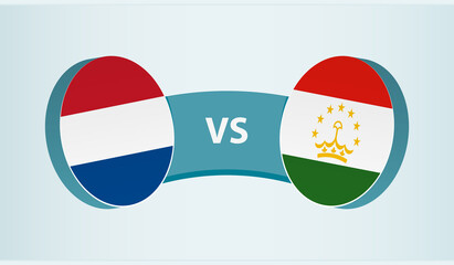 Netherlands versus Tajikistan, team sports competition concept.