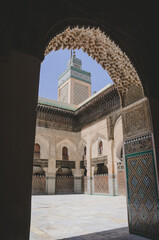 Fototapeta na wymiar decorated arch in a Koranic school, Fez, Morocco