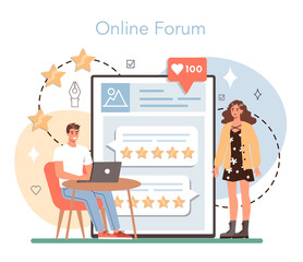 Professional critic online service or platform. Journalist making review