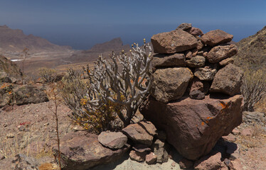 Gran Canaria, landscape of the western part of the island along a hiking route called The Postman...