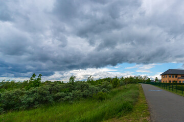 Stormy clouds above the Markkleeberger Lake near Leipzig