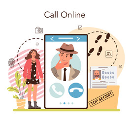 Professional detective online service or platform. Agency worker