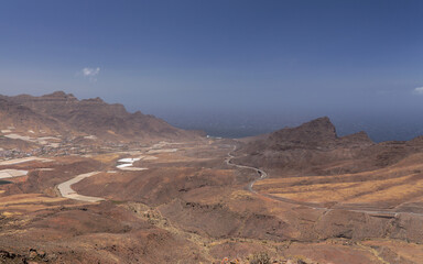 Fototapeta na wymiar Gran Canaria, landscape of the western part of the island along a hiking route called The Postman Route, El Camino del Cartero 