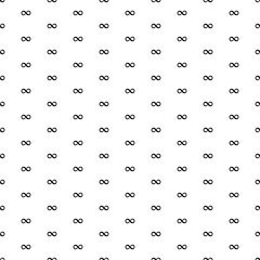 Square seamless background pattern from geometric shapes. The pattern is evenly filled with black infinity symbols. Vector illustration on white background