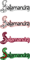 salamander, lizard, lettering, font, graffiti, text vector, green, red, logo, beautiful text, title