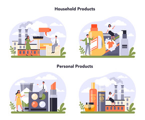 Household and personal products industry sector of the economy set.