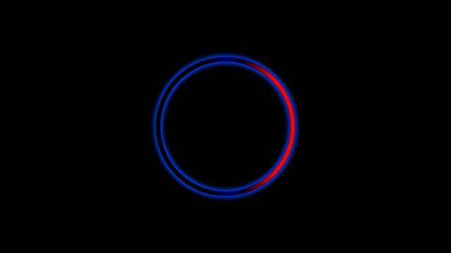 Circle Border Neon light rotating with copy space om black background.4k technology concept