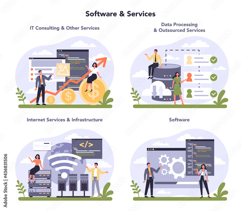 Wall mural software developing and data precessing industry sector of the economy set