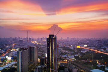 Bangkok cityscape concept, Business district with high building