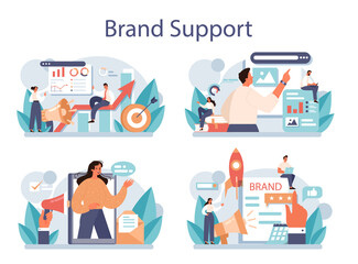 Brand support set. Unique design of a company or product development