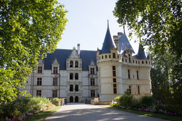 Fototapeta na wymiar Beautiful magestic castle Azay Le Rideau on Loire Valley