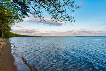 Beautiful lakeshore of Higgins Lake State Park in northern Michigan.