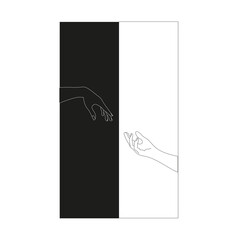 human hands icon over white background, minimalist tattoo concept, line style