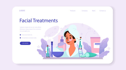 Cosmetologist web banner or landing page, skin care and treatment.